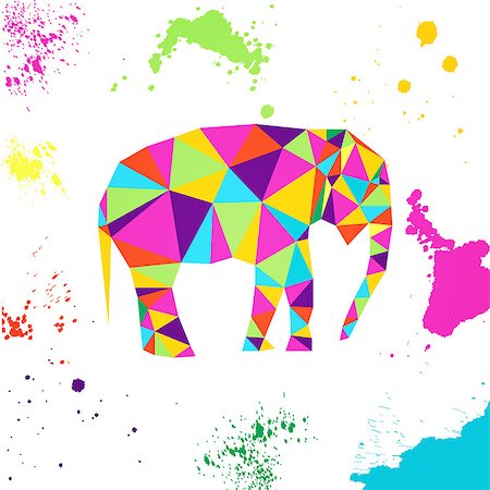 peggynew (artist) - Elephant in geometric origami style. Also available as a Vector in Adobe illustrator EPS format, compressed in a zip file. The vector version be scaled to any size without loss of quality. Photographie de stock - Aubaine LD & Abonnement, Code: 400-07498946
