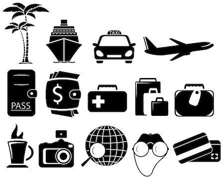 simsearch:400-08294017,k - isolated set with black objects for travel Stock Photo - Budget Royalty-Free & Subscription, Code: 400-07498955