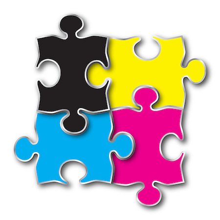 CMYK puzzle jigsaw pieces Foto de stock - Super Valor sin royalties y Suscripción, Código: 400-07499025