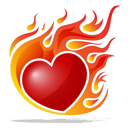 Burning heart isolated on white background Foto de stock - Super Valor sin royalties y Suscripción, Código: 400-07499027