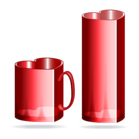 Red mug and glass heart shaped Foto de stock - Super Valor sin royalties y Suscripción, Código: 400-07499029