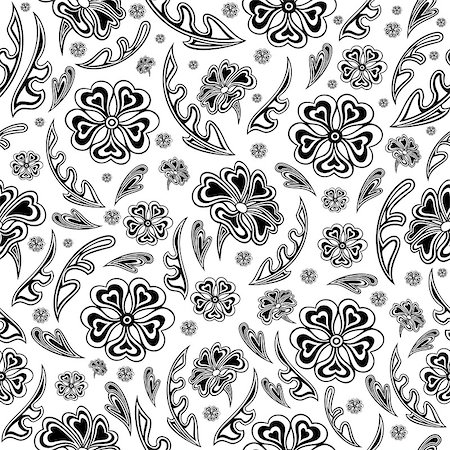 simsearch:400-07933409,k - Illustration of seamless floral background in black and white colours Photographie de stock - Aubaine LD & Abonnement, Code: 400-07499093