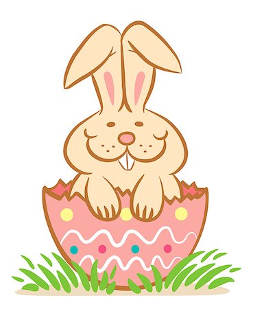 simsearch:400-08036285,k - Illustration of Easter Bunny in the egg shell Stockbilder - Microstock & Abonnement, Bildnummer: 400-07499142