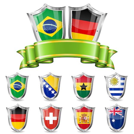 simsearch:400-04179019,k - Soccer Collect with Flags, Ribbon and Shields, vector isolated on white background Stock Photo - Budget Royalty-Free & Subscription, Code: 400-07499201