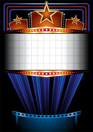 Illuminated big cinema marquee with stars Photographie de stock - Aubaine LD & Abonnement, Code: 400-07499271