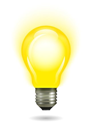 simsearch:400-04856663,k - Glowing yellow light bulb. Vector illustration Foto de stock - Super Valor sin royalties y Suscripción, Código: 400-07499290