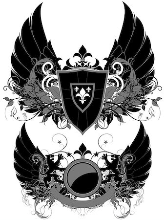 set of ornamental heraldic shields, this illustration may be useful as designer work Stock Photo - Budget Royalty-Free & Subscription, Code: 400-07499319