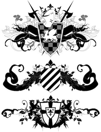 set of ornamental heraldic shields, this illustration may be useful as designer work Stock Photo - Budget Royalty-Free & Subscription, Code: 400-07499320