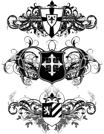 set of ornamental heraldic shields, this illustration may be useful as designer work Stock Photo - Budget Royalty-Free & Subscription, Code: 400-07499321
