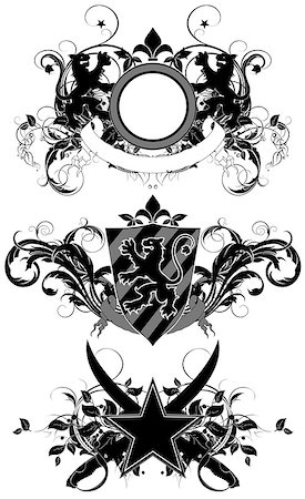 set of ornamental heraldic shields, this illustration may be useful as designer work Stock Photo - Budget Royalty-Free & Subscription, Code: 400-07499469