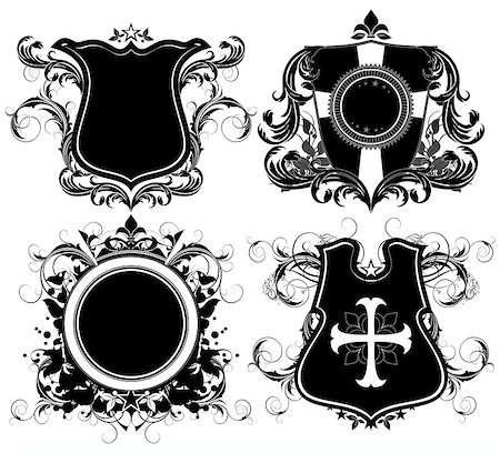 set of ornamental heraldic shields, this illustration may be useful as designer work Stock Photo - Budget Royalty-Free & Subscription, Code: 400-07499474