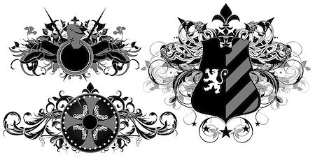 set of ornamental heraldic shields, this illustration may be useful as designer work Stock Photo - Budget Royalty-Free & Subscription, Code: 400-07499471