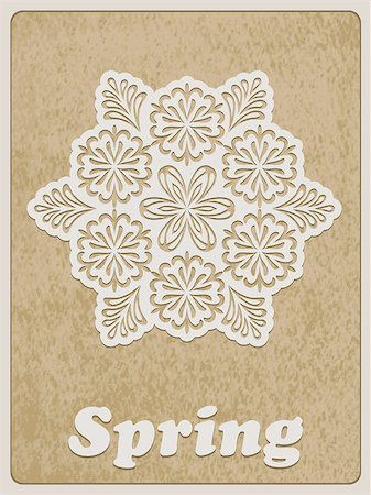 paper cut illustration - Vector Card, white paper cut flower on rough paper texture, Cooper STD standart ai font Stock Photo - Budget Royalty-Free & Subscription, Code: 400-07499497