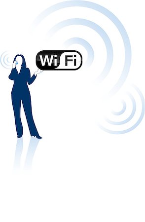 person talking on cell phone motion blur - Young business woman and wifi communication concept Original Vector Illustration Ideal for internet concepts Stock Photo - Budget Royalty-Free & Subscription, Code: 400-07499527