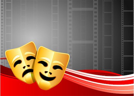 film reel color - Comedy and Tragedy Masks on Film Reel Background Original Vector Illustration Film Reel Concept Stock Photo - Budget Royalty-Free & Subscription, Code: 400-07499541