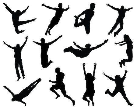 simsearch:400-04563369,k - Silhouettes of people wich jumping and flying, vector Photographie de stock - Aubaine LD & Abonnement, Code: 400-07499736