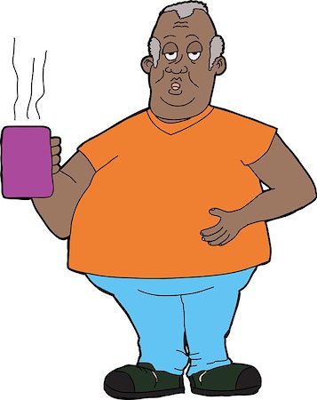 plus size model clipart - Tired middle aged man holding cup of coffee Stock Photo - Budget Royalty-Free & Subscription, Code: 400-07499813