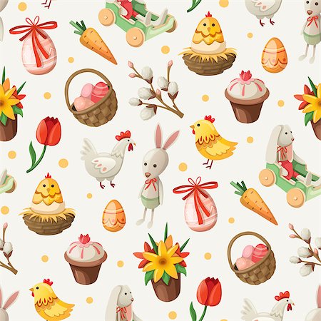 simsearch:400-09133678,k - Seamless easter pattern. Vector eps10 Stock Photo - Budget Royalty-Free & Subscription, Code: 400-07499843