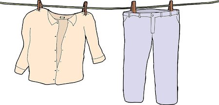 simsearch:400-04383276,k - Pants and shirt on clothesline drying on white background Stock Photo - Budget Royalty-Free & Subscription, Code: 400-07499957