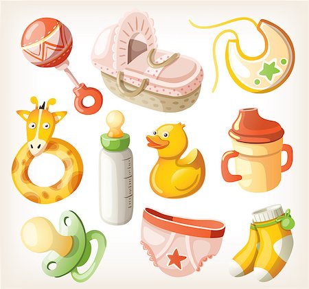 Set of design elements for baby shower. Vector illustration Stockbilder - Microstock & Abonnement, Bildnummer: 400-07499969