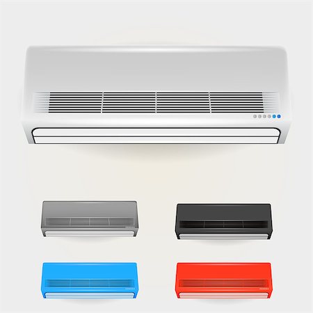 simsearch:400-07675125,k - Colored air conditioners. Five isolated illustrations on white. Foto de stock - Super Valor sin royalties y Suscripción, Código: 400-07504045