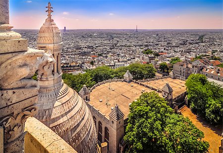 sacre coeur capitals - Cityscape of Paris from Sacre Coeur cathedral in dreamy postcard style, France Stock Photo - Budget Royalty-Free & Subscription, Code: 400-07504173