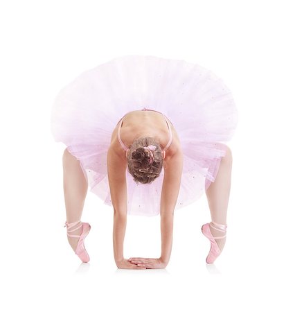 simsearch:400-04283453,k - beautiful ballerina in classical pink tutu on a white background Stockbilder - Microstock & Abonnement, Bildnummer: 400-07504192