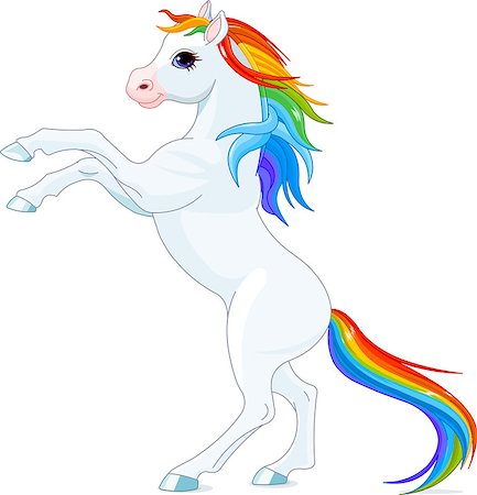 simsearch:400-08015077,k - Rainbow mane and tail horse, reared up Foto de stock - Super Valor sin royalties y Suscripción, Código: 400-07504221