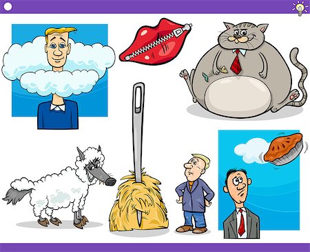 Illustration Set of Humorous Cartoon Concepts or Sayings and Metaphors with Funny Characters Foto de stock - Royalty-Free Super Valor e Assinatura, Número: 400-07504726