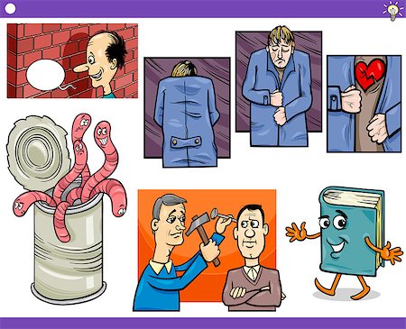 Illustration Set of Humorous Cartoon Concepts or Sayings and Metaphors with Funny Characters Foto de stock - Super Valor sin royalties y Suscripción, Código: 400-07504727