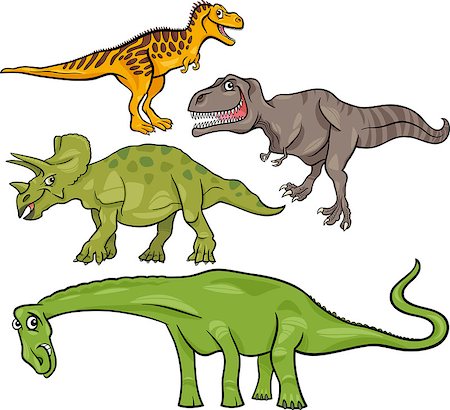 palaeontology - Cartoon Illustration of Dinosaurs Prehistoric Reptiles Characters Set Stock Photo - Budget Royalty-Free & Subscription, Code: 400-07504730