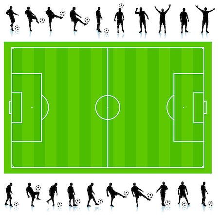 someone kicking a soccer ball silhouette - Soccer Silhouette Collection with Field Original Vector Illustration Foto de stock - Super Valor sin royalties y Suscripción, Código: 400-07505217