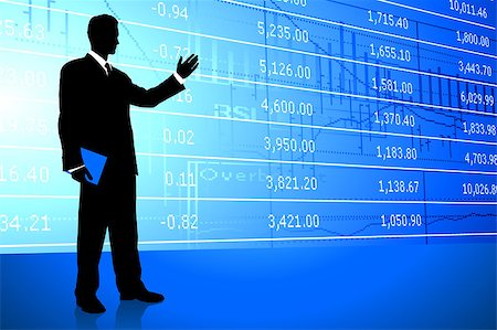 simsearch:628-05817598,k - Businessman on Stock Market Background Original Illustration Stockbilder - Microstock & Abonnement, Bildnummer: 400-07505218