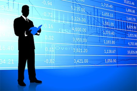 simsearch:628-05817598,k - Businessman on Stock Market Background Original Illustration Stockbilder - Microstock & Abonnement, Bildnummer: 400-07505219