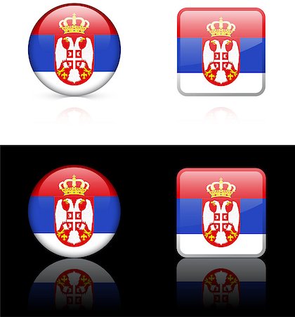 serbia Flag Buttons on White and Black Background Original Vector Illustration AI8 Compatible Fotografie stock - Microstock e Abbonamento, Codice: 400-07505395
