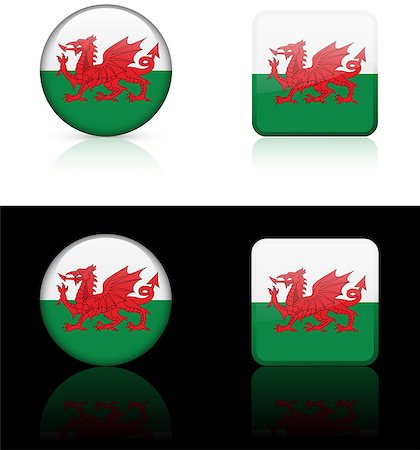 dragon computer icons - Wales Flag Buttons on White and Black Background Original Vector Illustration AI8 Compatible Stock Photo - Budget Royalty-Free & Subscription, Code: 400-07505430