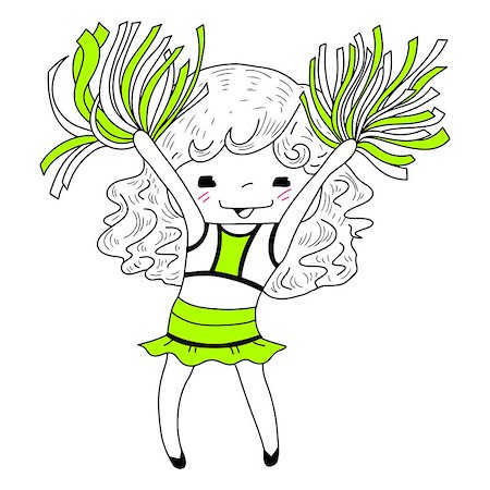 Cute sketch cartoon cheerleader.Vector illustration. Stock Photo - Budget Royalty-Free & Subscription, Code: 400-07505608