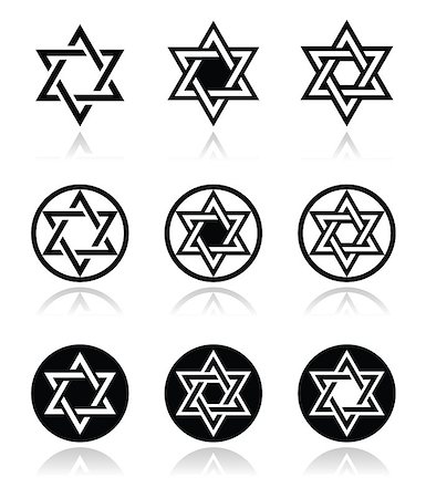 simsearch:400-04265729,k - Judaic, Jewish religious symbol - David star vector, icons set Fotografie stock - Microstock e Abbonamento, Codice: 400-07505628