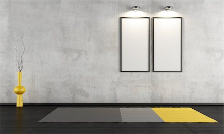 Empty concrete room with two blank frames and carpet - rendering Stock Photo - Budget Royalty-Free & Subscription, Code: 400-07505693