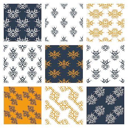 simsearch:400-08097395,k - Vector set simple monochrome seamless patterns. Photographie de stock - Aubaine LD & Abonnement, Code: 400-07506224