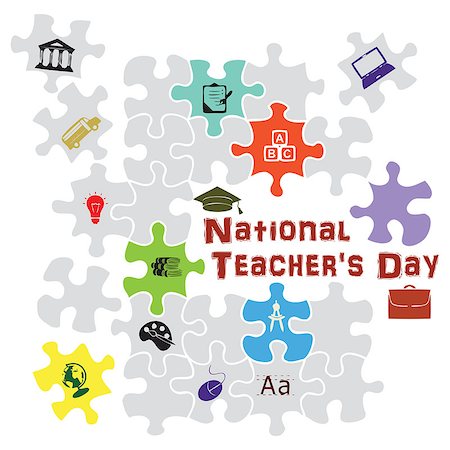 simsearch:400-08096963,k - National Teacher's Day in the puzzle. Vector illustration. Fotografie stock - Microstock e Abbonamento, Codice: 400-07506637