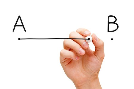 Hand drawing a line from point A to point B with black marker on transparent wipe board. Photographie de stock - Aubaine LD & Abonnement, Code: 400-07506730