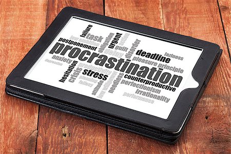 perfectionism - procrastination word cloud on a digital tablet against red barn wood Stock Photo - Budget Royalty-Free & Subscription, Code: 400-07506956