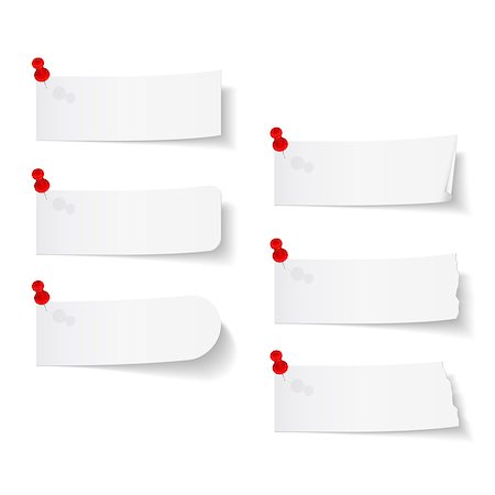 paper torn curl - Blank white paper with push pins on white background, vector eps10 illustration Stock Photo - Budget Royalty-Free & Subscription, Code: 400-07507113