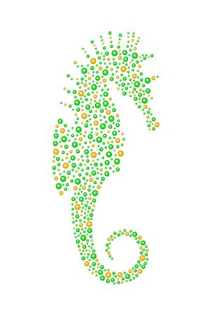 Abstract Seahorse made of green and orange balls on white background Photographie de stock - Aubaine LD & Abonnement, Code: 400-07507213