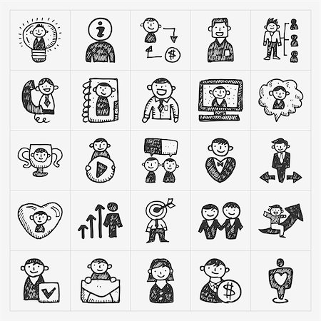 face icon black - doodle people icons Stock Photo - Budget Royalty-Free & Subscription, Code: 400-07507287