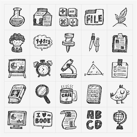 hand draw doodle school icon Stock Photo - Budget Royalty-Free & Subscription, Code: 400-07507307