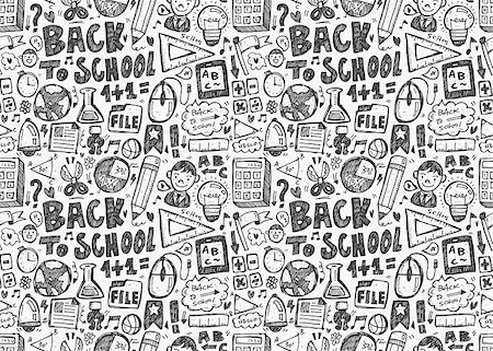 doodle art about school - seamless school pattern Stock Photo - Budget Royalty-Free & Subscription, Code: 400-07507303