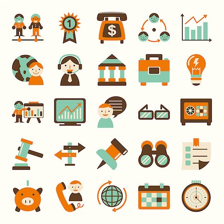 people connection icon - retro flat business icon Stock Photo - Budget Royalty-Free & Subscription, Code: 400-07507311