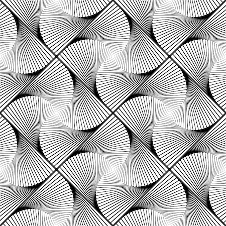 simsearch:400-07676348,k - Design seamless twirl movement striped geometric pattern. Abstract monochrome waving lines background. Speckled texture. Vector art Stock Photo - Budget Royalty-Free & Subscription, Code: 400-07507336